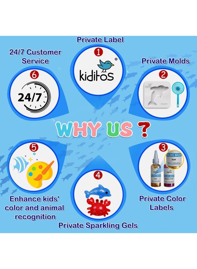 Kiditos 20 Colors New Magic Water ELF Toy Kit,Including 10 Colors Magic Gel,10 Colors Sparkling Magic Gel,10 Sea Creatures Molds,6 Dinosaur Eggs,Water Spirt DIY Kit,Arts&Crafts STEM Birthday Gifts - Image 5