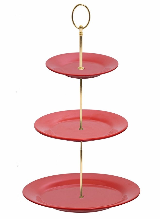 TP 3-Tier Cupcake Stand Melamine Serving Tray Unbreakable Dessert Stand Fruit Candy Display Tower for Wedding Birthday Tea Party and Baby Shower, Red - Image 1
