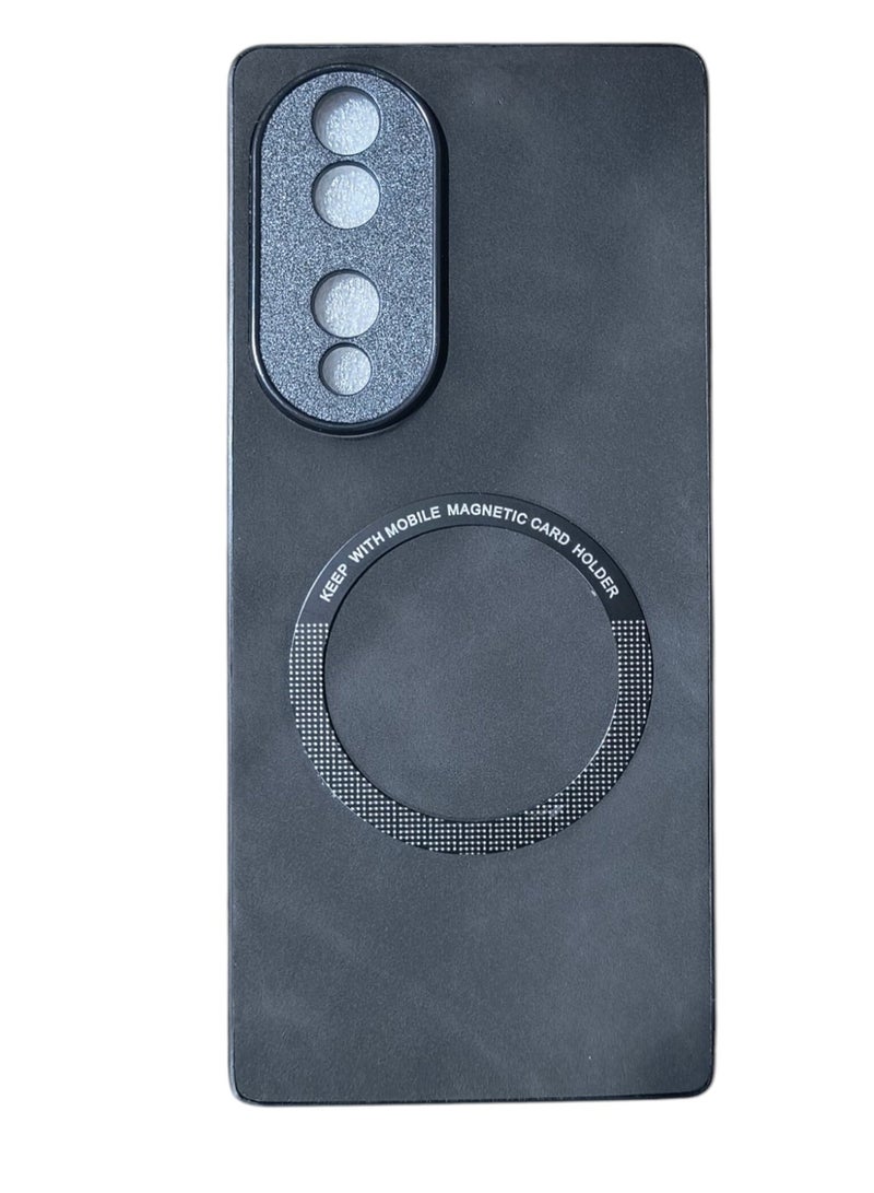 For Honor 70 Solid Color Leather Skin Back Cover Phone Case(Black)