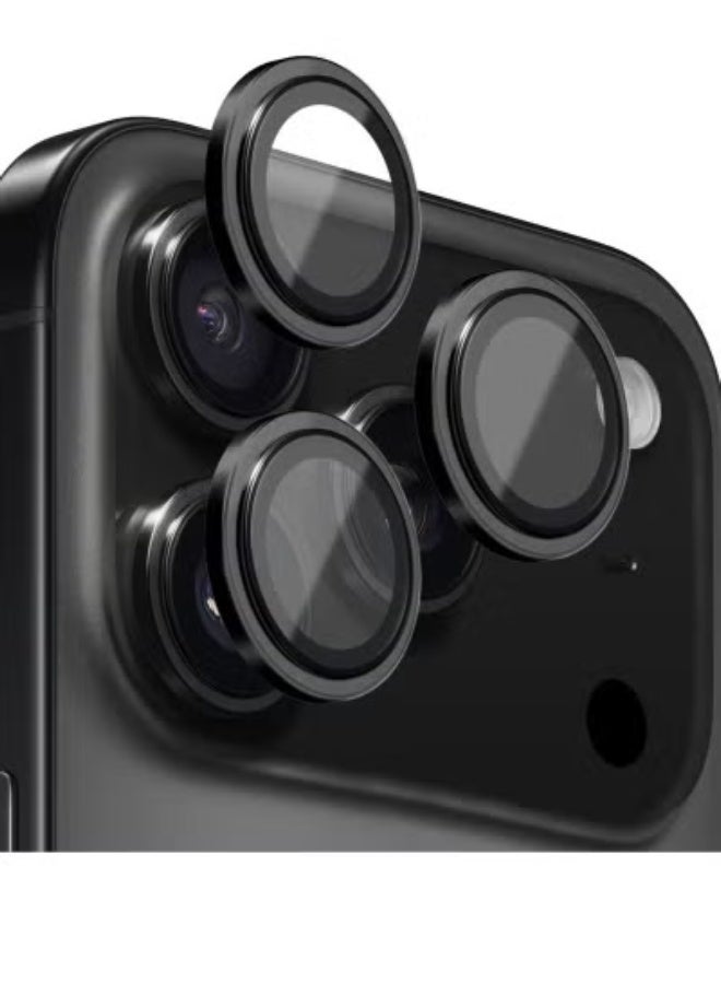 JAJEEK Compatible for iPhone 17 Pro / iPhone 17 Pro Max Camera Lens Protector, AR Lens Protector Auto Installation,9H Tempered Glass,AR+AF Metal Individual Ring - Black Titanium - Image 3