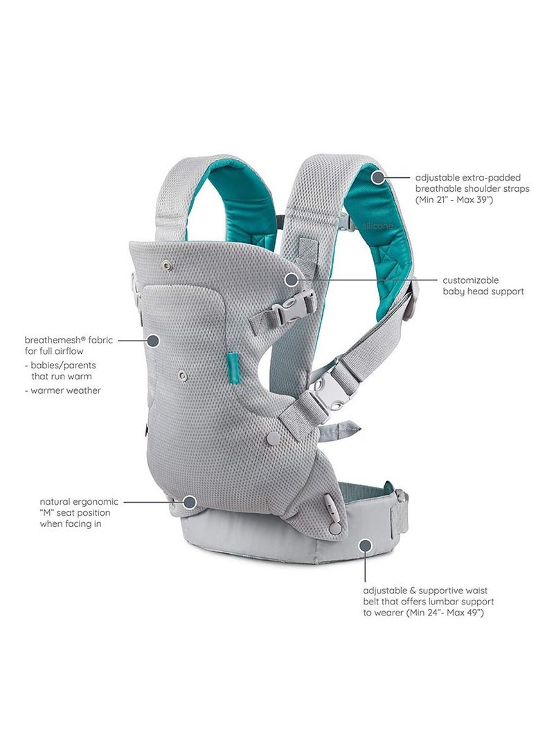 VInedi 4-In-1 Kids Convertible Carrier With Comfortable Hip Seat And Buckle Strap - Grey - Image 3