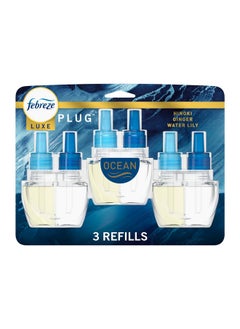 febreze Febreze Plug In Air Freshener, Odor-Fighting Scented Oil Refill, Air Fresheners for Home and Bathroom and Kitchen, Long Lasting for Strong Odors, Ocean Scent, 0.87oz Refills, 3 Count  - Image 1