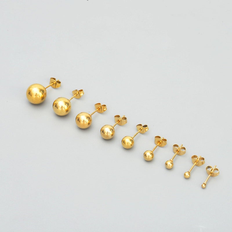 NEWITIN 9 Pairs Gold Ball Stud Earrings for Women Hypoallergenic Earring 18K Gold Plated Ball Earrings Set 2-10 MM Small Studs for Women Men - Image 3