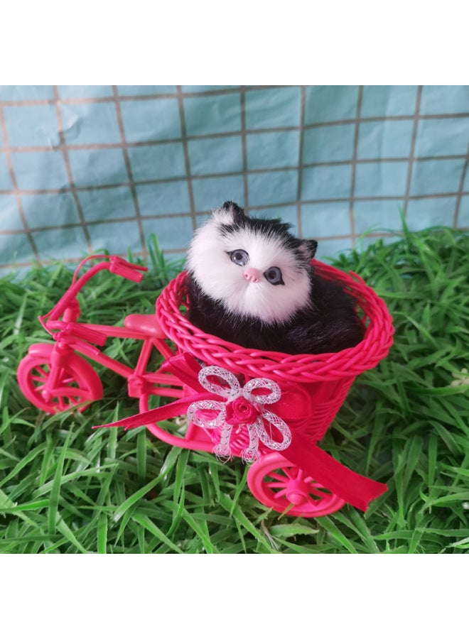 Simulation Cat Will Call Tricycle Cat Home Ornaments Children's Toys Shooting Crafts Simulation Animal Flower Basket-Color:Will Call The Blue Three Round Pure White Cat - Image 3