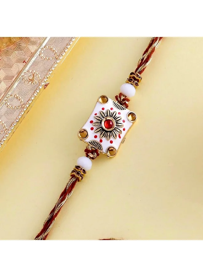 VOYLLA Classic Gems Studded Ethnic Thread Rakhi