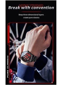 OLEVS Watches For Men Fashion Stainless Steel Quartz Water Resistant Analog Watch 42mm Black 9937  - Image 5