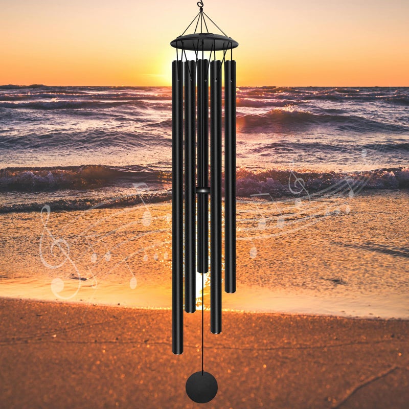 Elecxlink 65" Extra Large Wind Chimes for Outside Deep Tone,Big WindChimes for Outdoor Porch Garden Patio Balcony Decor, Deep Tone Wind Chimes (Black) - Image 1