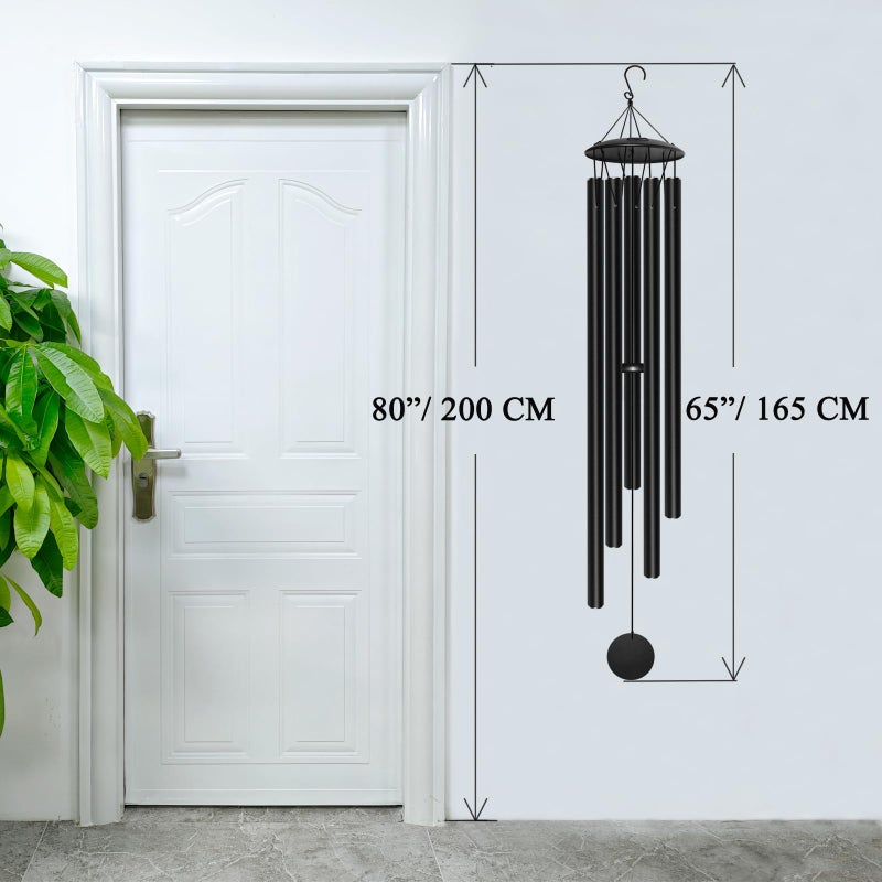 Elecxlink 65" Extra Large Wind Chimes for Outside Deep Tone,Big WindChimes for Outdoor Porch Garden Patio Balcony Decor, Deep Tone Wind Chimes (Black) - Image 2