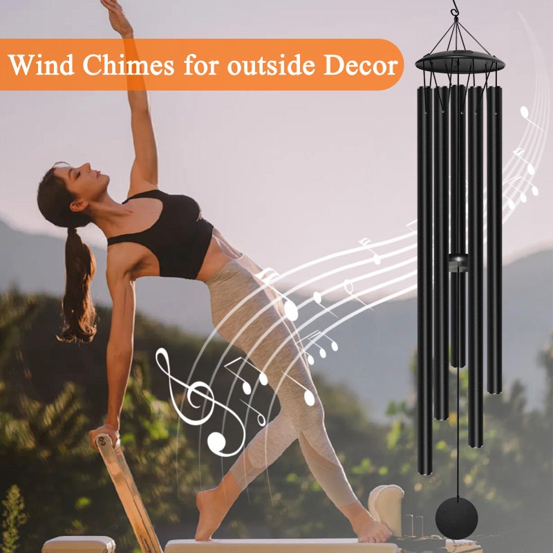 Elecxlink 65" Extra Large Wind Chimes for Outside Deep Tone,Big WindChimes for Outdoor Porch Garden Patio Balcony Decor, Deep Tone Wind Chimes (Black) - Image 5