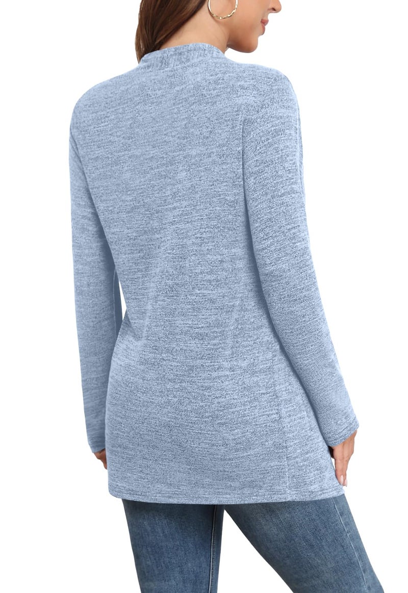 Yincro Womens Lightweight Cardigan Long Sleeve Open Front Casual Sweater Cardigans with Pockets (Light Blue, XL) - Image 2