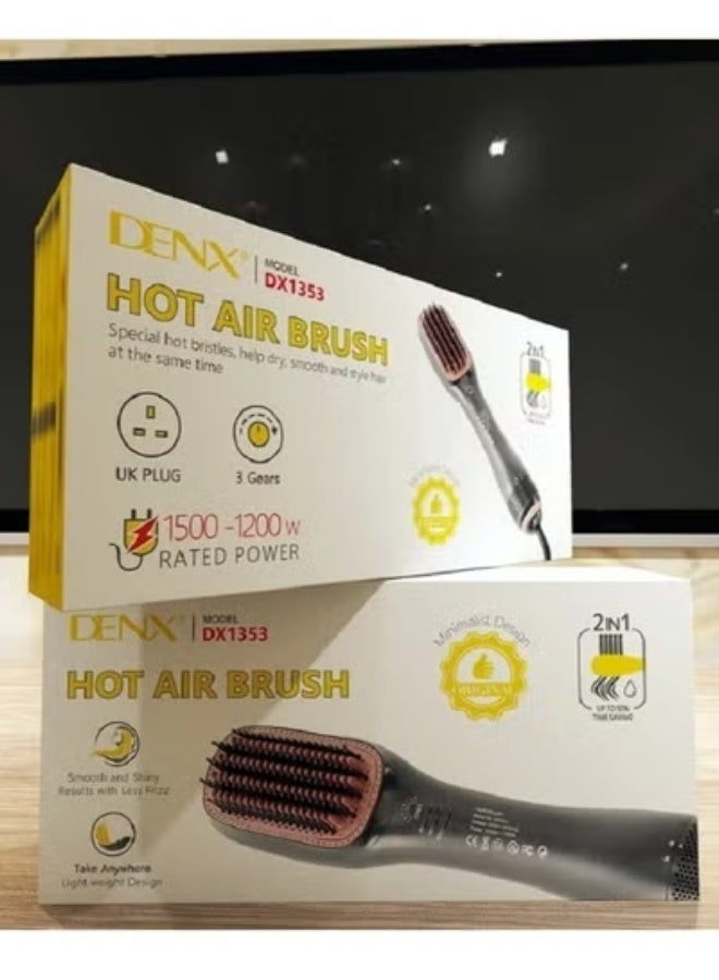 Denx Professional 3-in-1 Hair Styling Tool – Multi-Function Hot Air Brush with Hair Dryer, Straightener & Volumizer in One | Fast Heat-Up | Anti-Frizz Technology | Lightweight & Ergonomic | Ideal for Salon-Style Blowouts at Home or Travel - Image 3