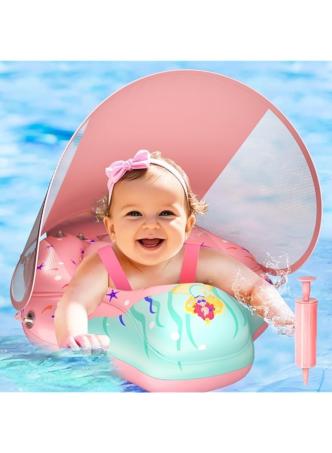 KASTWAVE Baby Pool Float With Removable Canopy Inflatable Baby Swim Float With Upf50+Sun Protection Kids Pool Floats With Balancetail Ball For Baby 3 12 Months - Image 1