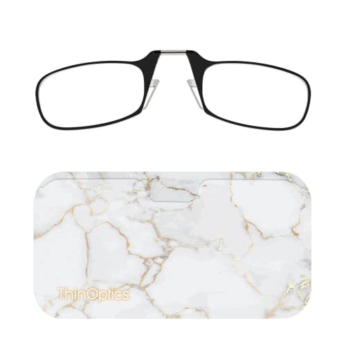 ThinOptics حافظة بود عالمية من ThinOptics + نظارات قراءة مستطيلة، رخام ذهبي، 44 مم + 1.5 - Image 1