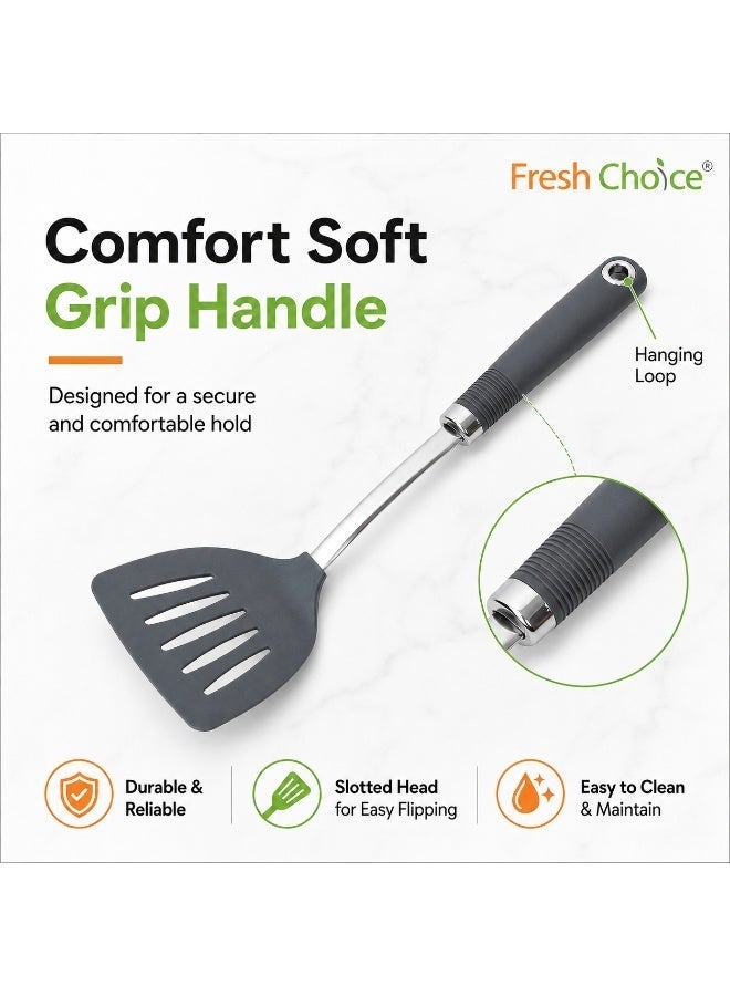 Fresh Choice Nylon Slotted Turner Soft Grip Spatula 203C Heat Resistant Dishwasher Safe for Non Stick Cookware - Image 4