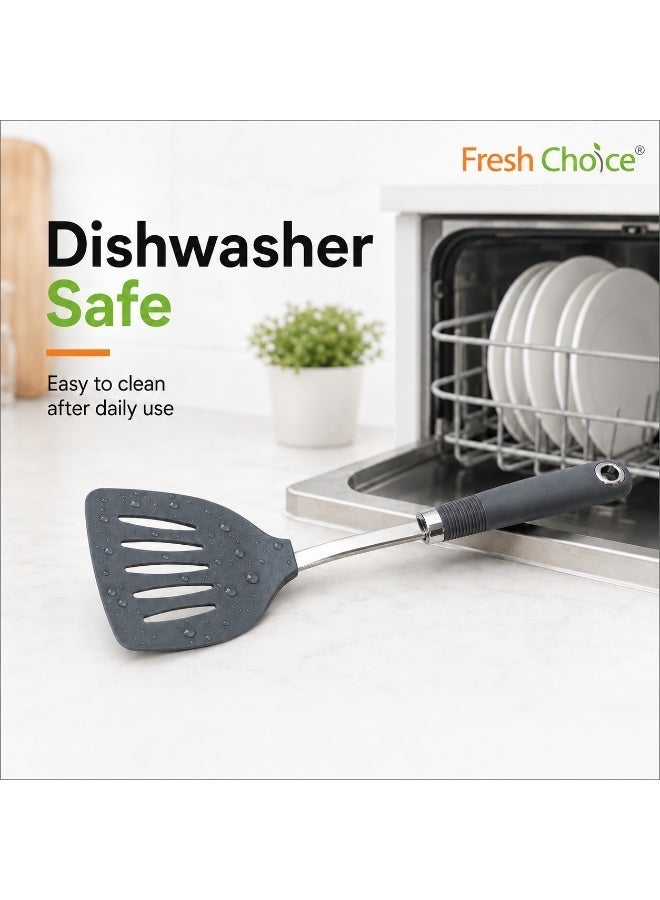 Fresh Choice Nylon Slotted Turner Soft Grip Spatula 203C Heat Resistant Dishwasher Safe for Non Stick Cookware - Image 3