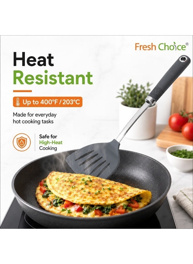 Fresh Choice Nylon Slotted Turner Soft Grip Spatula 203C Heat Resistant Dishwasher Safe for Non Stick Cookware - Image 5