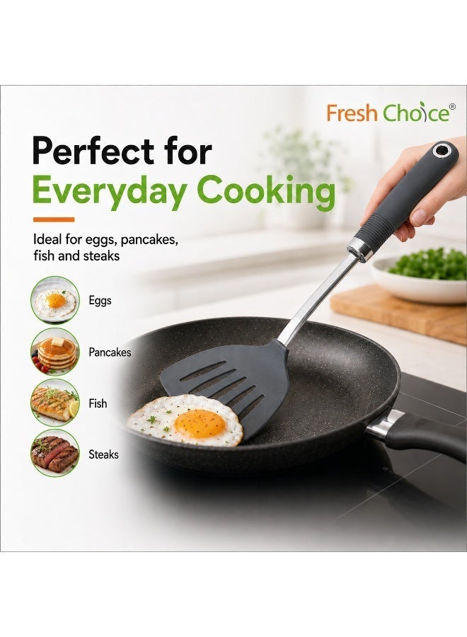 Fresh Choice Nylon Slotted Turner Soft Grip Spatula 203C Heat Resistant Dishwasher Safe for Non Stick Cookware - Image 2