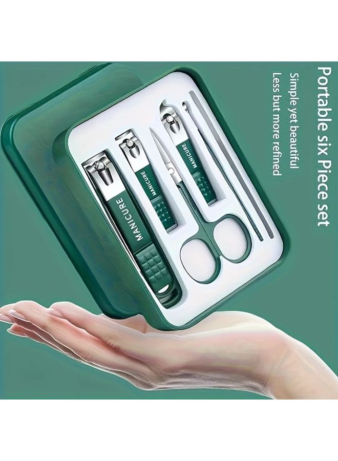 Pink Anti Splash Nail Clippers Set 6 Pcs Portable Nail Care Beauty Tool - Image 2