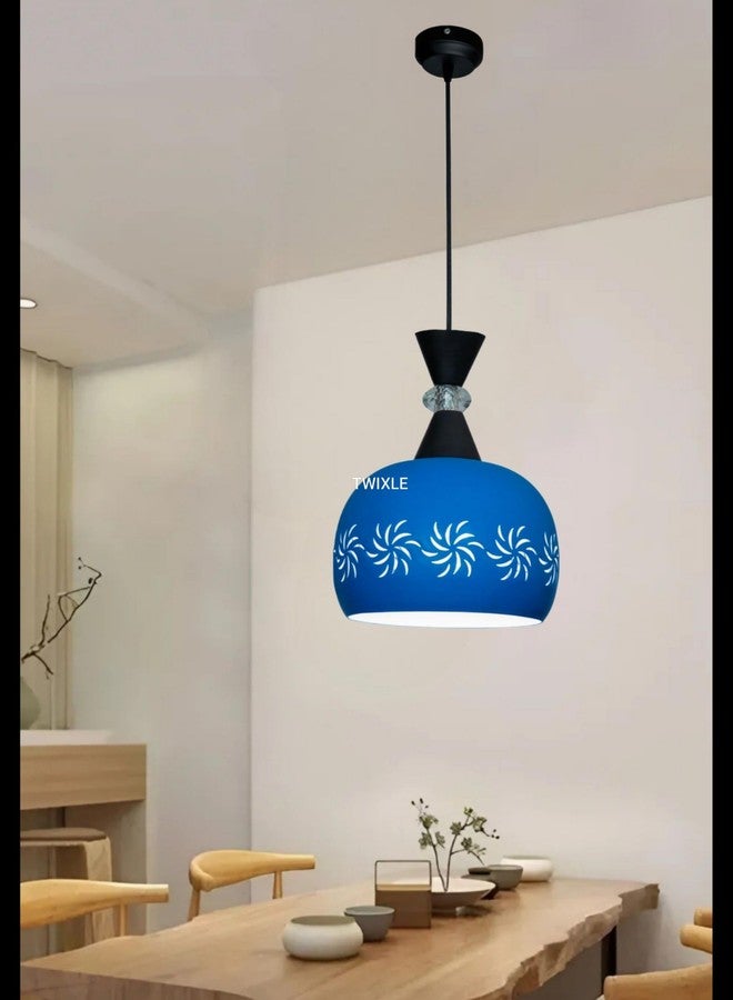 twixle Aluminium Ceiling Hanging Light, Circlular Shape Pendant for Dining Table, Living Room, Bedroom, Restaurant, Office, Cafe, Pendant Lamp (Blue 2052 Without Bulb) - Image 1