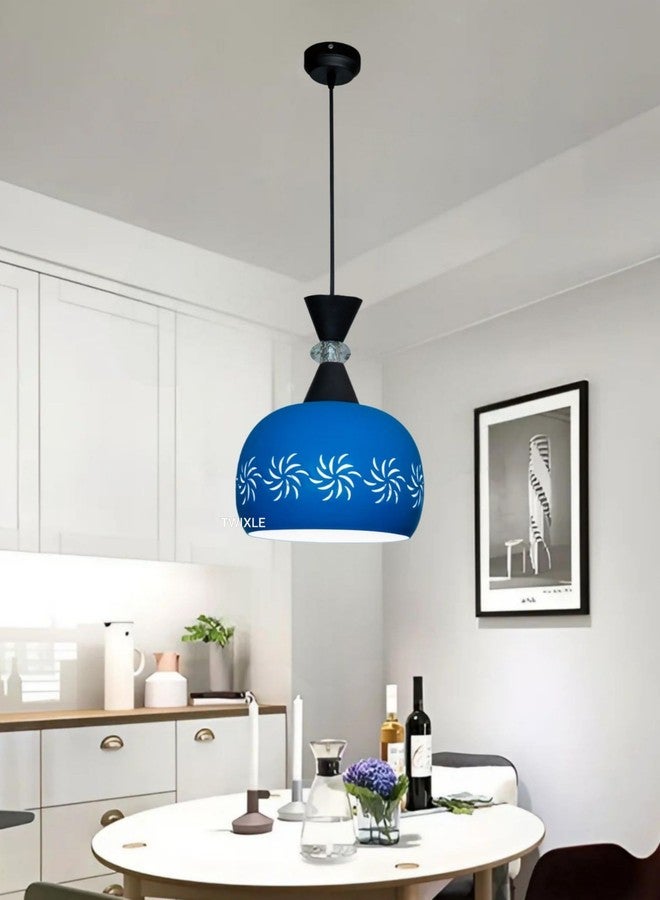 twixle Aluminium Ceiling Hanging Light, Circlular Shape Pendant for Dining Table, Living Room, Bedroom, Restaurant, Office, Cafe, Pendant Lamp (Blue 2052 Without Bulb) - Image 3