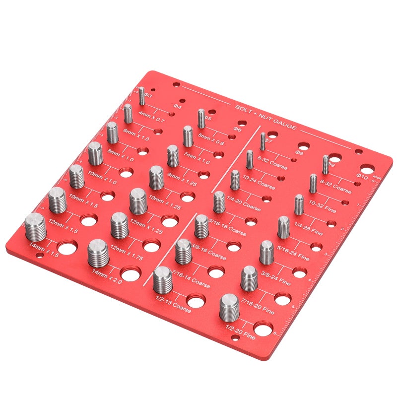 Nut Bolt Size Checker: Aluminum Alloy Laser-etched Marking - Metric And Imperial Sizes Bolt Gauge for Professional Mechanics, DIY Enthusiasts, Home Maintenance & Fabrication - Image 5