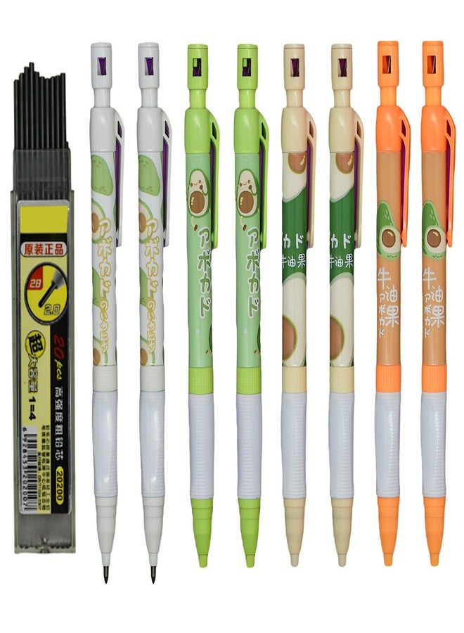 Maydahui 12 PCS Avocado Mechanical Pencil with Sharpener Novelty Fruit Non Sharpening Automatic Pencil with 20 PCS 2B Lead Refills 2.0 mm Plastic for School Writing Drawing - Image 1