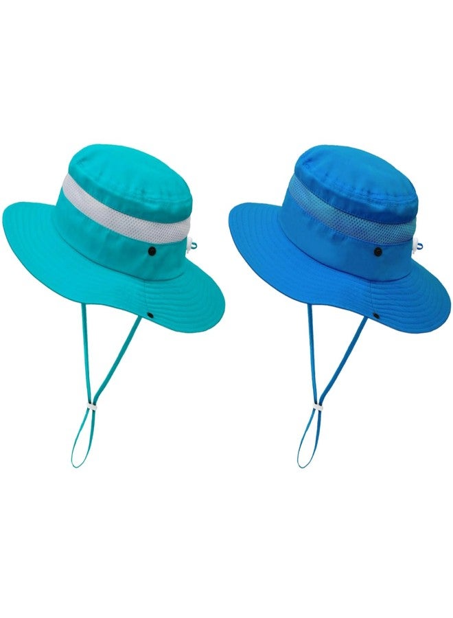 AJG Outdoor Kids Sun Hat for Boys Girls Toddler - UPF 50+ Wide Brim Bucket Hat Quick Dry Foldable Breathable Fishing Safari Hat (US, Age, 2 Years, 7 Years, Sky+Lake Blue) - Image 1