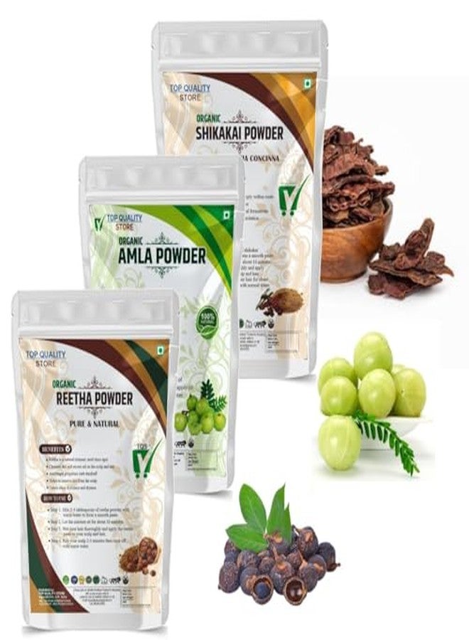 Top Quality Store Organic Hair Care Powder Set, Shikakai, Amla and Reetha Powder Combo, 300g, Natural Hair Growth and Cleansing - Image 1