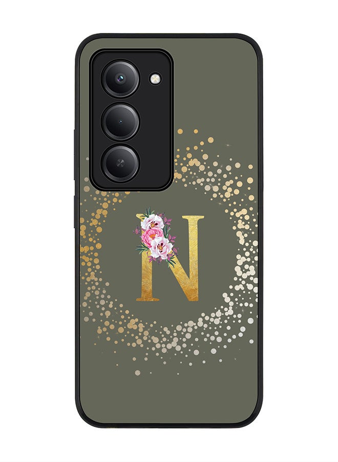 Stylizedd For Xiaomi Redmi 15 5G Case,Slim fit Camera Protection, Shockproof Thin Phone cover  - Custom Monogram Floral - N  (Olive Green ) - Image 1