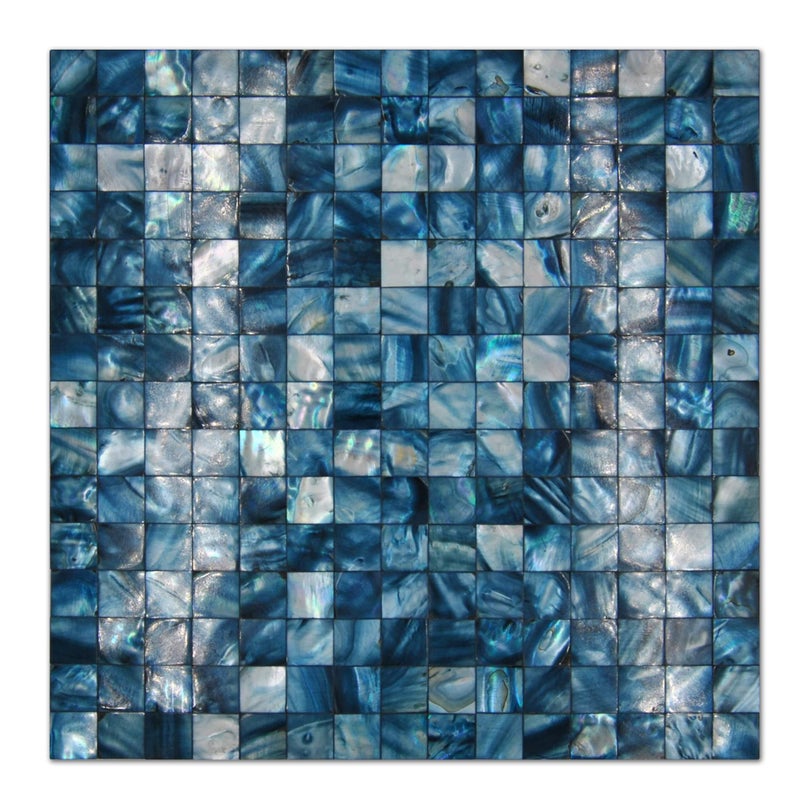 KASARO Peel and Stick Backsplash Shell Tiles, Mother of Pearl Mosaic Self Adhesive Tiles for Kitchen Wall Bathroom Bedroom Decor, Blue, 10-Sheet - Image 1