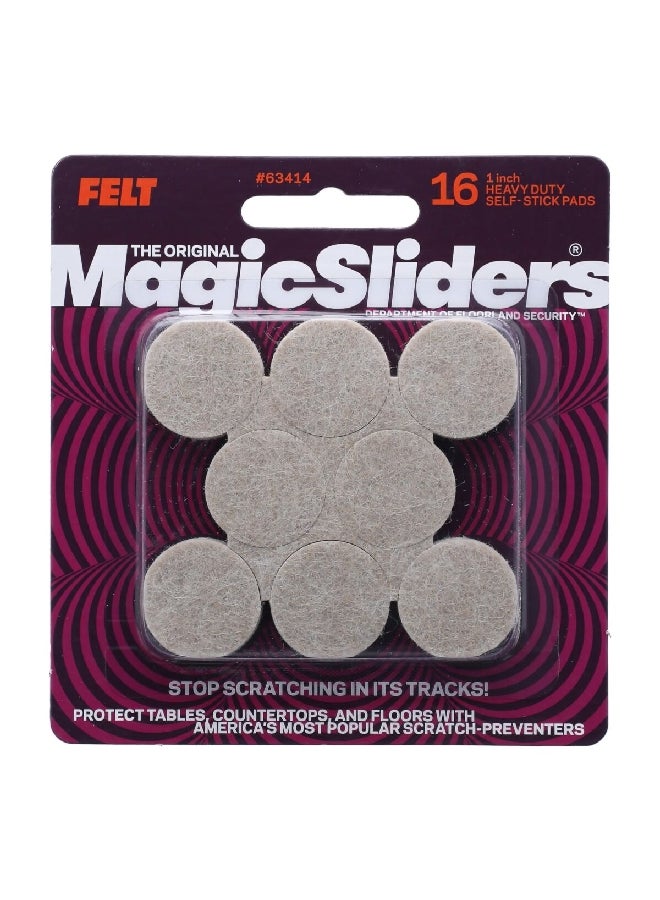 ماجيك سلايدرز 16 قطعة متنوعة من الواقيات اللباد المستديرة شديدة التحمل ذاتية اللصق لون بيج  63414 - Image 1