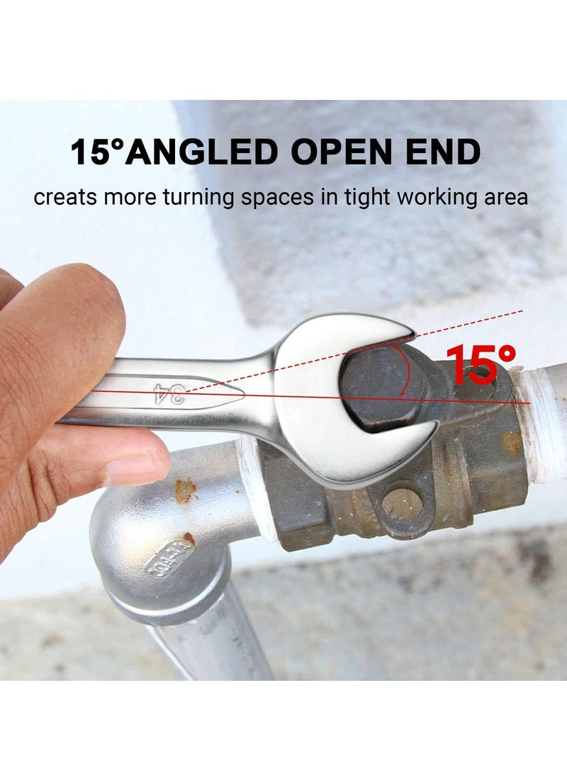 Jetech 34mm Combination Wrench - Industrial Grade, Chrome Vanadium Steel, Sand Blasted Finish, Precision-Machined 12-Point Opening, Off-Corners Design, 15-Degree Offset - Image 5