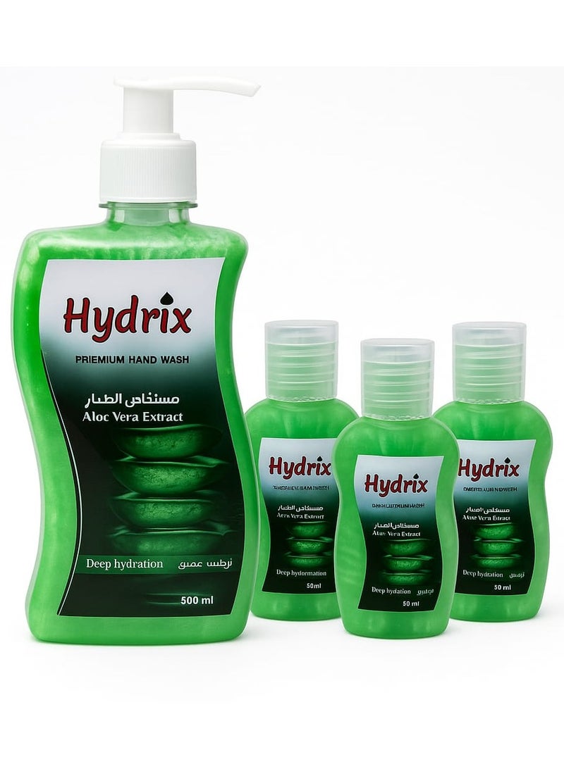 Hydrix liquid hand wash for deep hydration Aloe Vera 500+85+85+85ml - Image 1
