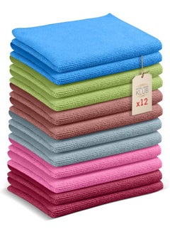 Hotel Linen Klub Hotel Linen Klub 12-Pack Microfiber Cleaning Cloths – Extra-Large, Ultra-Absorbent & Reusable Towels for Kitchen, Dishwashing & Multi-Purpose Cleaning (40 x 40 cm, Mixed Colors)  - Image 1