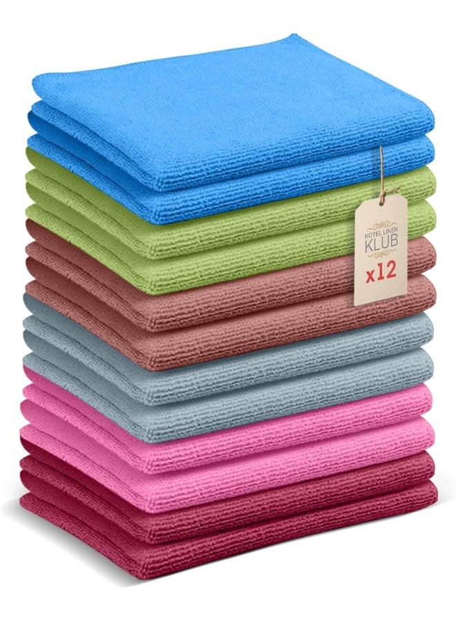 Hotel Linen Klub Hotel Linen Klub 12-Pack Microfiber Cleaning Cloths – Extra-Large, Ultra-Absorbent & Reusable Towels for Kitchen, Dishwashing & Multi-Purpose Cleaning (40 x 40 cm, Mixed Colors) - Image 1