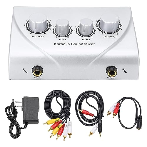 kh Professional Karaoke System Karaoke Player Compact Stereo Mixer Console with Audio Interface & Dual Microphone Input, Portable Digital Sound Board Console System for Stage, Home Karaoke - Image 4