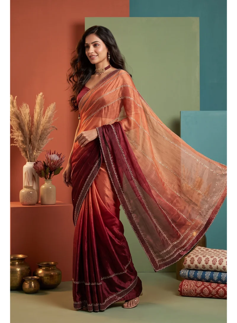 Ushas Designer Saree with Unstitched Blouse Material