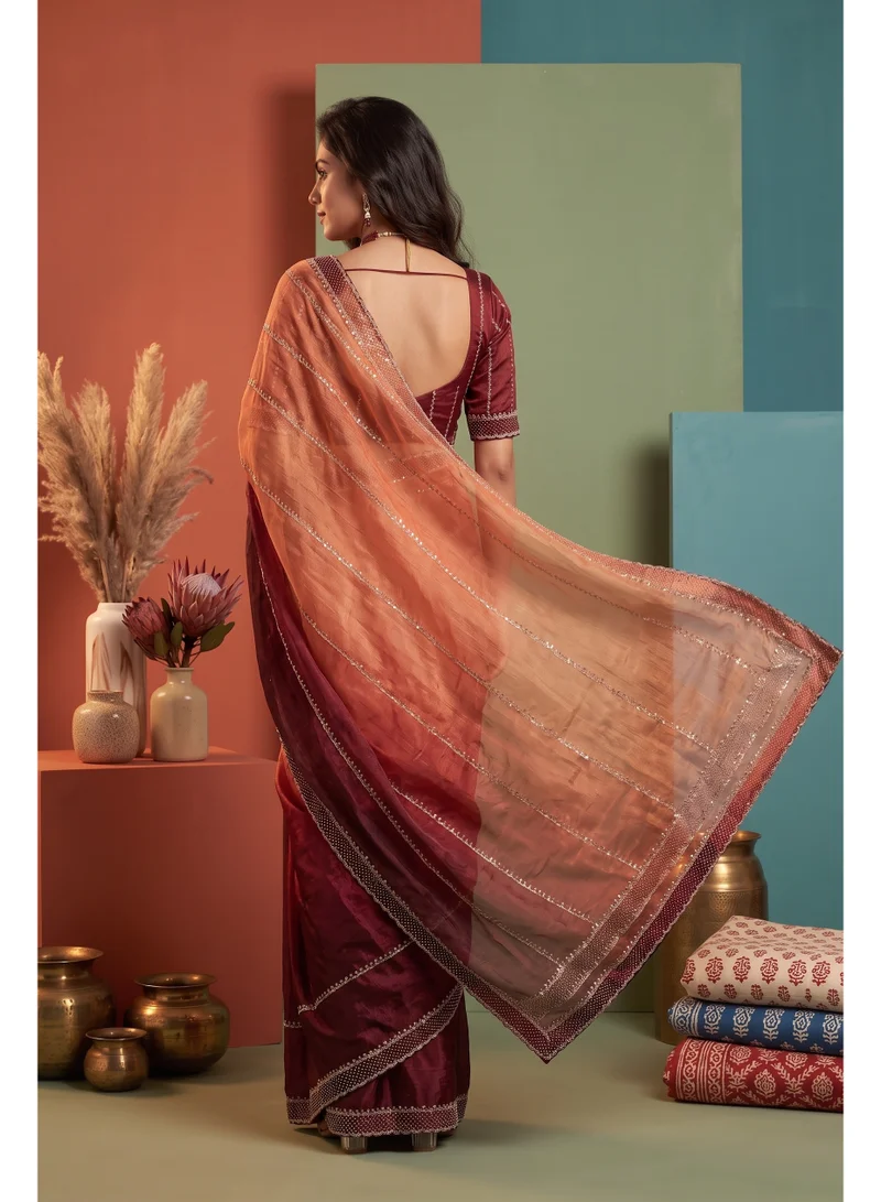 Nool  Ushas Designer Saree with Unstitched Blouse Material for Women | Best Price UAE