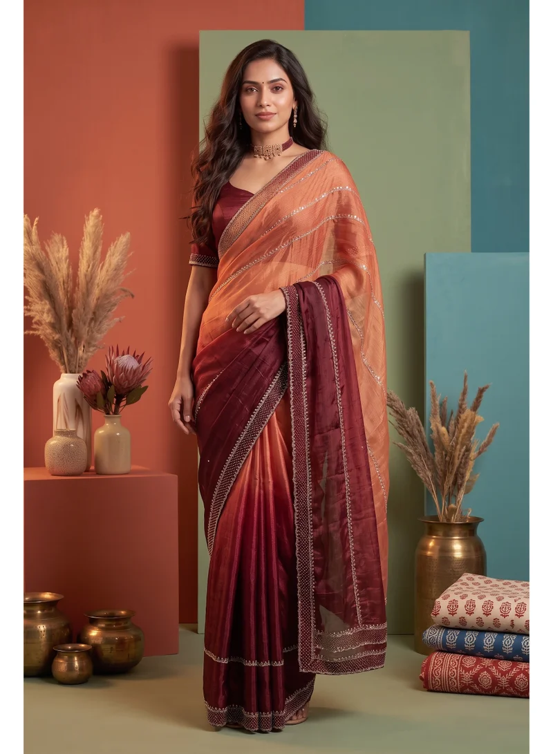 Nool  Ushas Designer Saree with Unstitched Blouse Material for Women | Best Price UAE