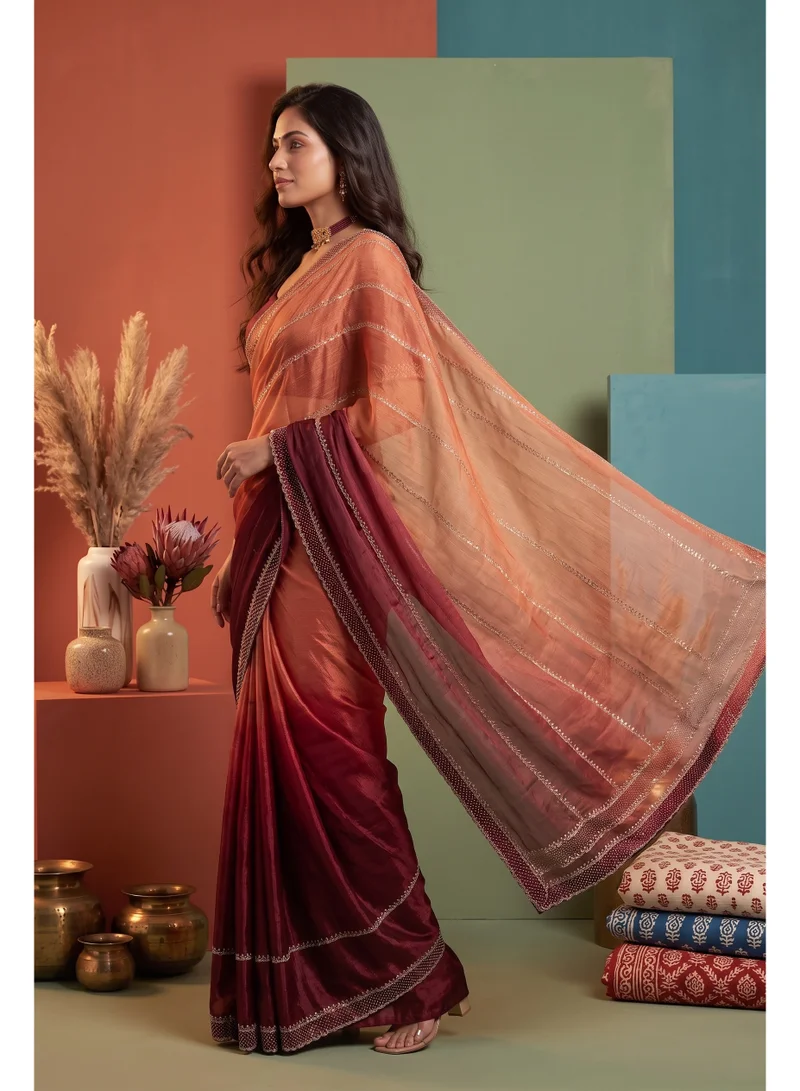 Nool  Ushas Designer Saree with Unstitched Blouse Material for Women | Best Price UAE