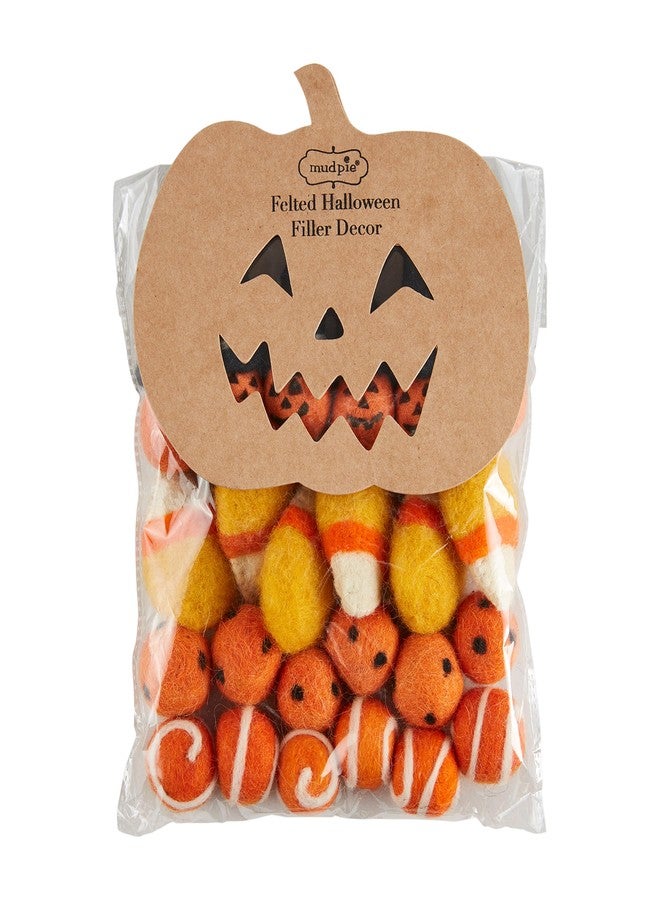 Mud Pie Felted Halloween Fill, Pumpkin, Bag Approx: 6" x 10", Filler 2" x 1.5" - Image 1