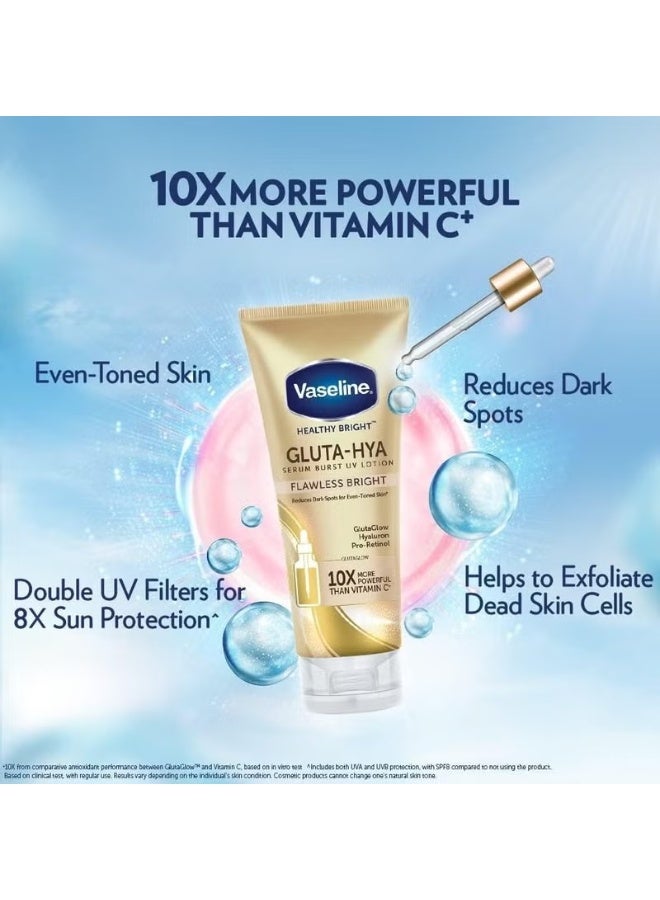 Vaseline Healthy Bright Gluta-Hya Serum Burst UV Lotion, Flawless Bright (330ml) – Pack of 3 Triple Value Pack with GlutaGlow, Hyaluron, and Pro-Retinol for Even-Toned Skin - Image 2