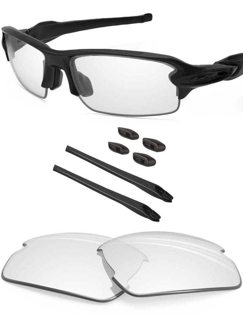 BLAZERBUCK Non-Polarized Replacement Lenses & Sock Kit for Oakley Flak 2.0 OO9295 - High Definition Clear - Image 1