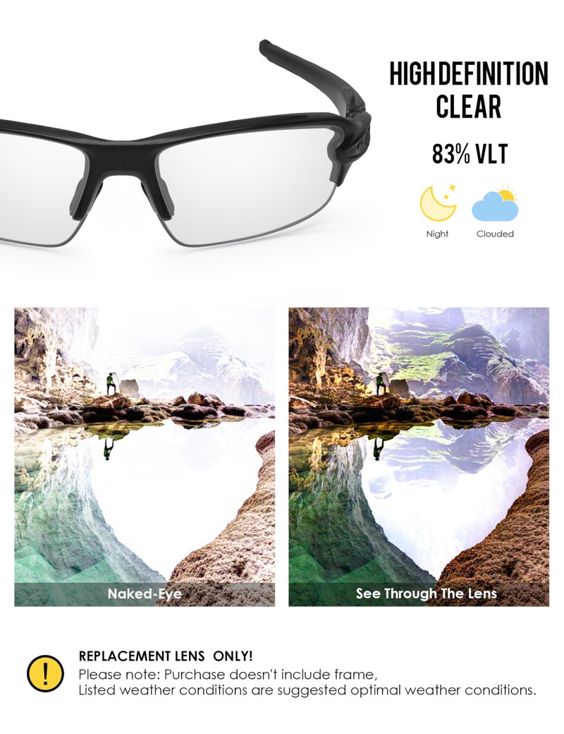 BLAZERBUCK Non-Polarized Replacement Lenses & Sock Kit for Oakley Flak 2.0 OO9295 - High Definition Clear - Image 3