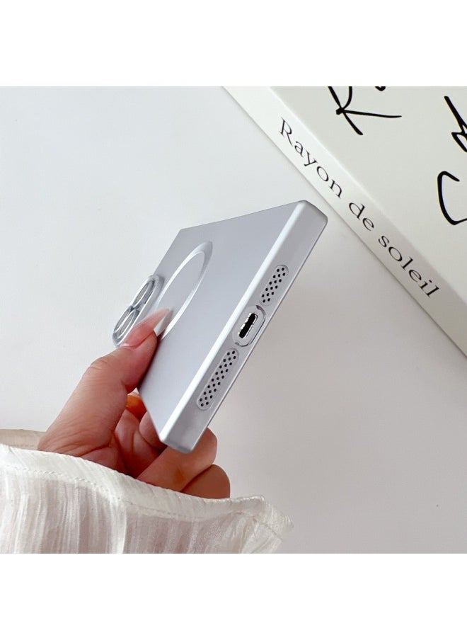 Suitable For Apple 16Promax Mobile Phone Case Square 15 Anti-drop Skin Sense 14Pro Magnetic Lens Film Protective Cover-Color:Silver-Applicable Models:iphone11PRO MAX
