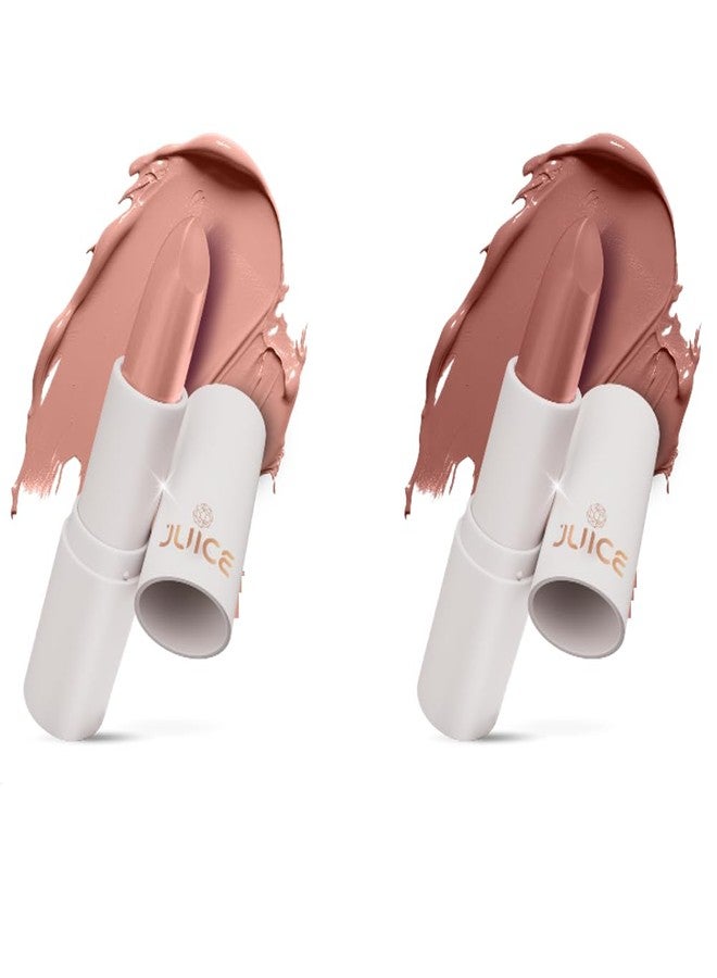 جوس أحمر شفاه Juice Kiss Sensation مع فوائد Bio Retinol، وحماية من الأشعة فوق البنفسجية، وأحمر شفاه يدوم طويلاً، عبوة من قطعتين (لون كريمي نيود - M21 ولون ليس نيود حقاً - M22) - Image 1