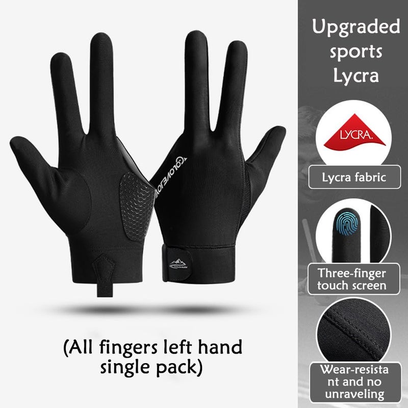 Wnddle Pool Glove Left Hand, Billiard Pool Gloves for Left Hand 3 Finger, Snooker Cue Sport Glove Popular, Billiards Glove, Sizes for Men & Women (Black2) - Image 3