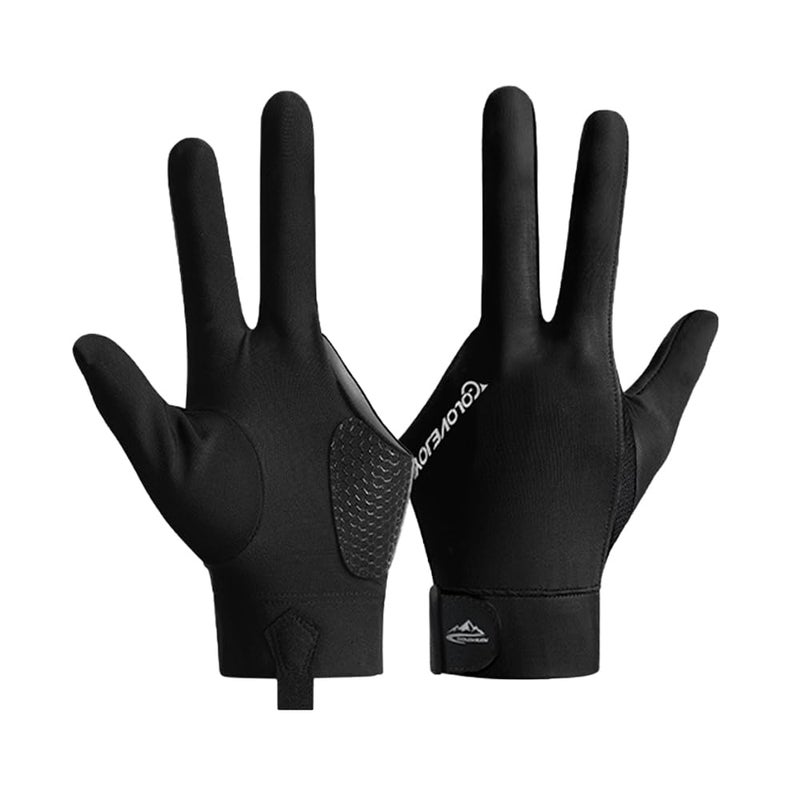 Wnddle Pool Glove Left Hand, Billiard Pool Gloves for Left Hand 3 Finger, Snooker Cue Sport Glove Popular, Billiards Glove, Sizes for Men & Women (Black2) - Image 1