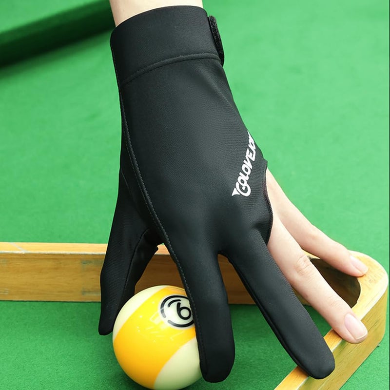 Wnddle Pool Glove Left Hand, Billiard Pool Gloves for Left Hand 3 Finger, Snooker Cue Sport Glove Popular, Billiards Glove, Sizes for Men & Women (Black2) - Image 2