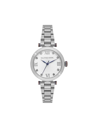 U.S. Polo Assn. Stile Silver Dial Stainless Steel Bracelet Analog Watch for Women, 32mm